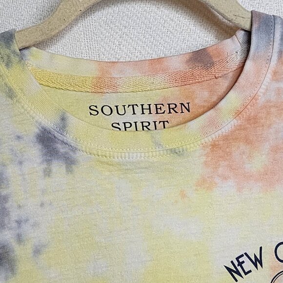 Southern Spirit Multi Color Blue Yellow Orange Tie Dye Cotton New Orleans Tee M - Picture 16 of 16